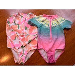 Toddler Girls 3T One Piece Rashguard Swimsuit Bundle (Set of 2)